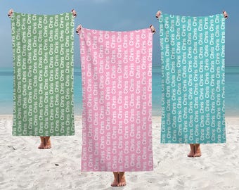 Personalisierte Name Strandtücher, Team Pool Handtücher, Kinder Schwimmtuch, individuell bedruckte Handtuch, Brautjungfer Handtücher, Urlaubsgeschenk, Schulteam Geschenk
