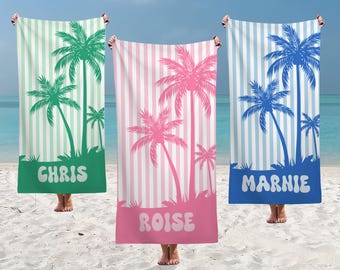 Personalisierte Strandtücher, Palmen-Schwimmen-Handtuch, Bachelorette-Handtücher, Individuell bedrucktes Handtuch, Kinder-Namenstuch, Pool-Party, Sommerurlaubsgeschenk