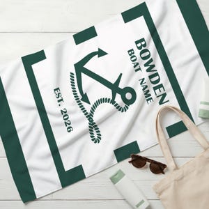 Personalized Nautical Anchor Beach Towels, Welcome Aboard Swim Towel,Birthday Club Pool Towels,Custom Boat Yatcht Towel,Summer Vacation Gift image 5