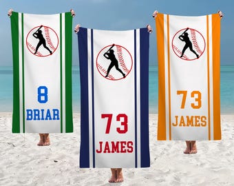 Personalisierte Team Logo Strandtücher, Baseball Pool Handtuch, Urlaubs Badetuch, Individuell bedrucktes Handtuch, Sport Name Handtuch, Schulteam Geschenke