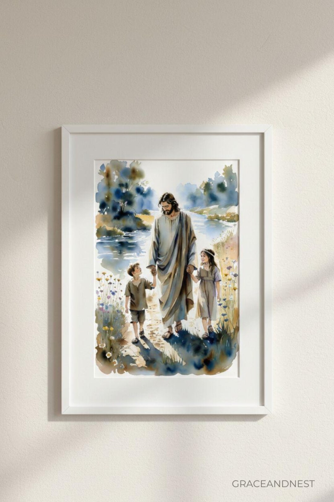 Jesus Walking With Children in Nature | Easter Religious Wall Art ...