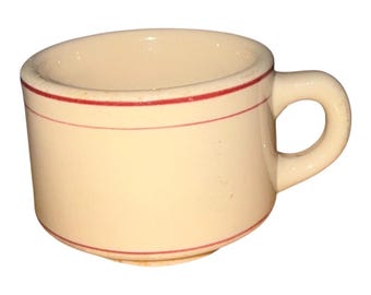 Vintage Sterling Vitrified Desert Tan Red Stripes Coffee Mug Cup