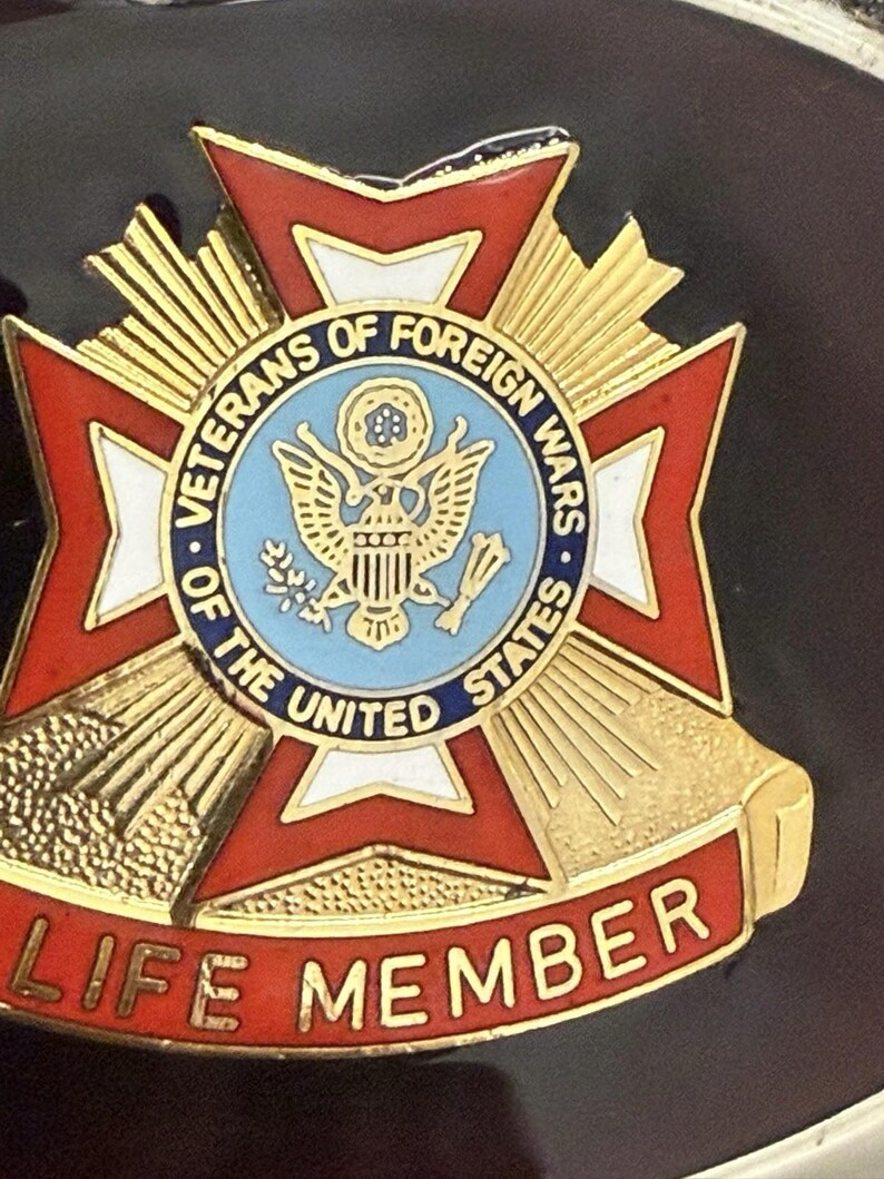 VFW Life Member Gesp Veteranen Buitenlandse Oorlogen Emaille Ovaal Vintage afbeelding 4
