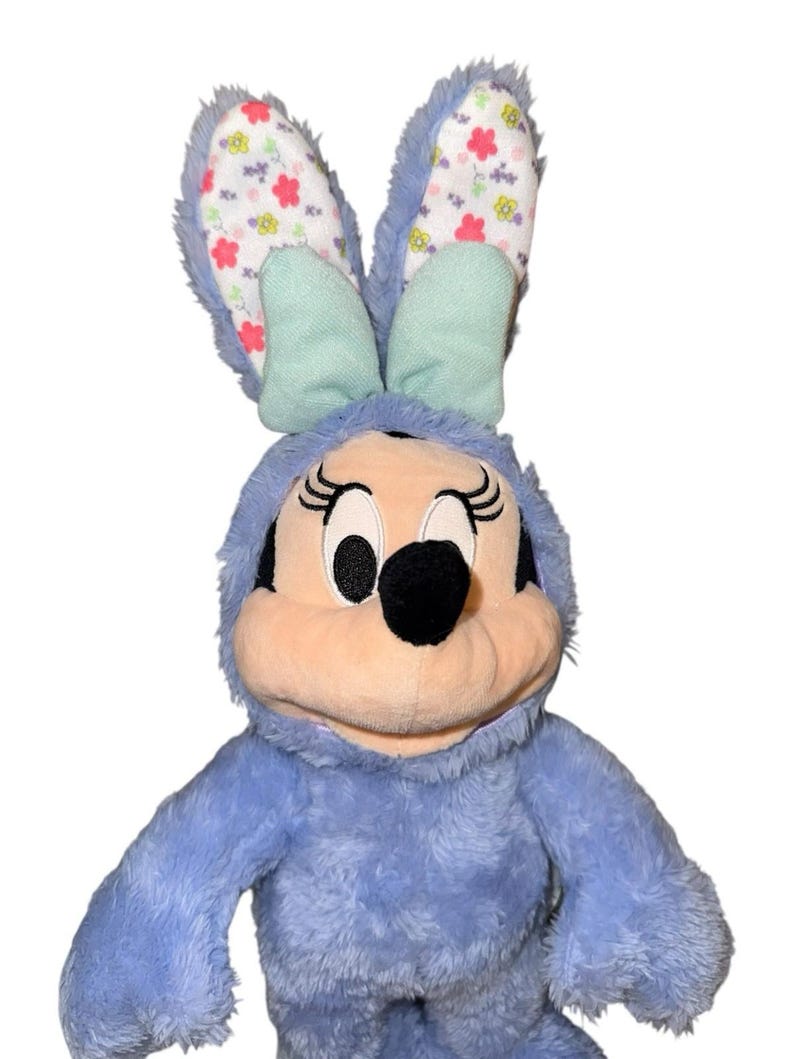 Conejito azul de Pascua de Minnie Mouse de Disney con orejas florales de 14" imagen 2