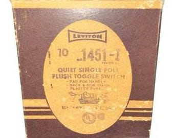 Case/10 Vintage Leviton 1451-I Ivory Single Pole Toggle Switch 15A 120V NOS