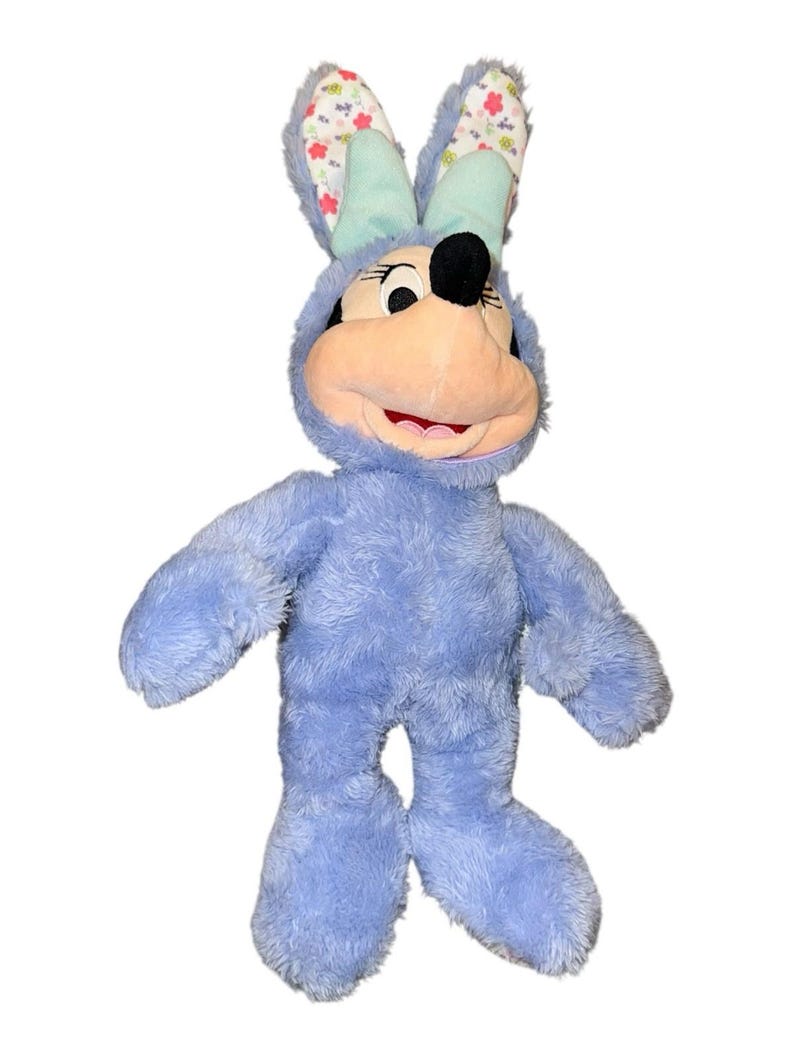Conejito azul de Pascua de Minnie Mouse de Disney con orejas florales de 14" imagen 1