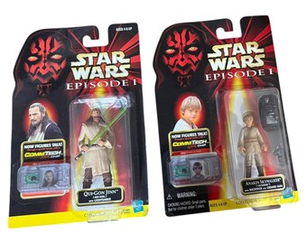 VTG 1998 Star Wars Episode 1 Hasbro Figures Qui-Gon Jinn Anakin Skywalker Set