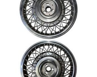 1990 Cadillac DeVille Wire Spoke Wheel Covers Hubcaps 15” OEM Set of 2