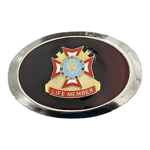 VFW Life Member Gesp Veteranen Buitenlandse Oorlogen Emaille Ovaal Vintage afbeelding 1