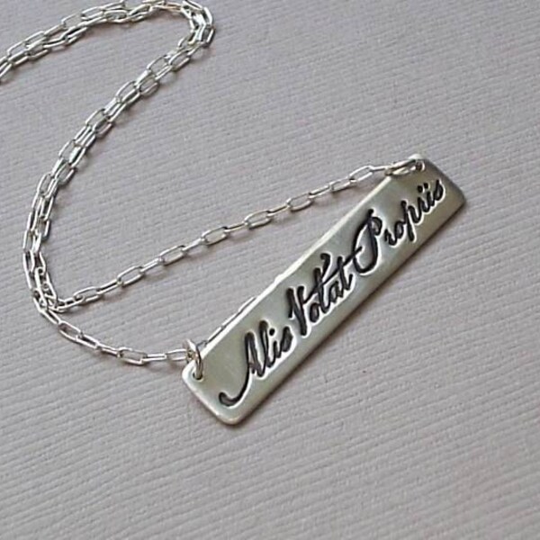 ALIS VOLAT PROPRIIS - Handmade Fine Silver Latin Quote Necklace (She Flies with Her Own Wings) style 3