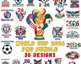Soccer 2026 PNG Clipart Bundle | International Football Cup Designs (Digital Download)