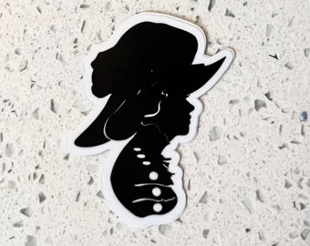 Lady with Big Hat Silhouette 2" x 2.66" Vinyl Sticker