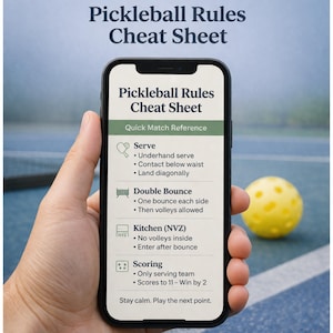 Spiekbriefje met pickleballregels – Printbare pickleballregels in PDF-formaat voor beginners | Snel naslagwerk | Pickleball spiekbriefje