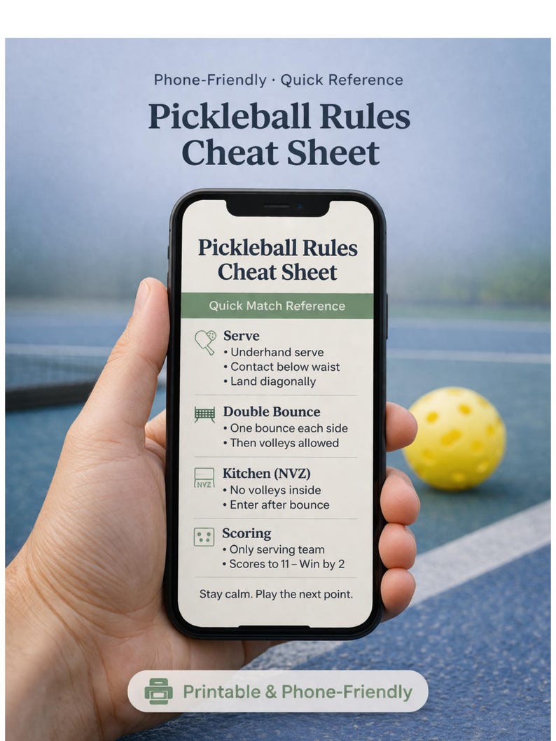 Pickleball Rules Cheat Sheet – Printable Pickleball Rules PDF for ...