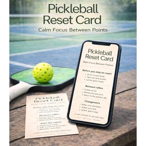 Pickleball Mental Reset Card – Calm Focus Between Points | Pickleball Routine & Match Mindset Guide (PDF Download)