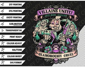 Cruella De Vil T-shirt, Glamorously Cruel Tee Png SVG Digital Bundle