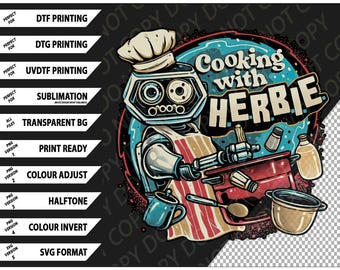 Matlagning med Herbie T-shirt, Retro Sci-Fi Estetisk T-shirt Png SVG Digital