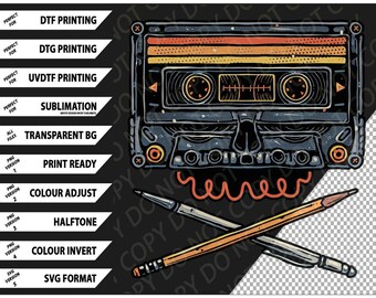 Crossbone Cassette T-shirt, Retro 80-tals estetisk t-shirt png SVG digitalt paket