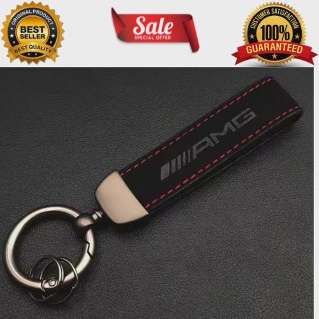 Mercedes AMG Style Suede Keyring Chain Black Red – Luxury Car Key ...