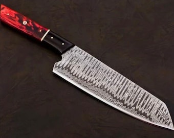 12-inch handgemaakt damast koksmes handgesmeed Japans bunka-keukenmes