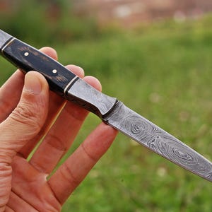 Handmade Damascus Fixed Blade Steel Boot Knife Bushcraft Knife Comes With Genuine Leather Sheath