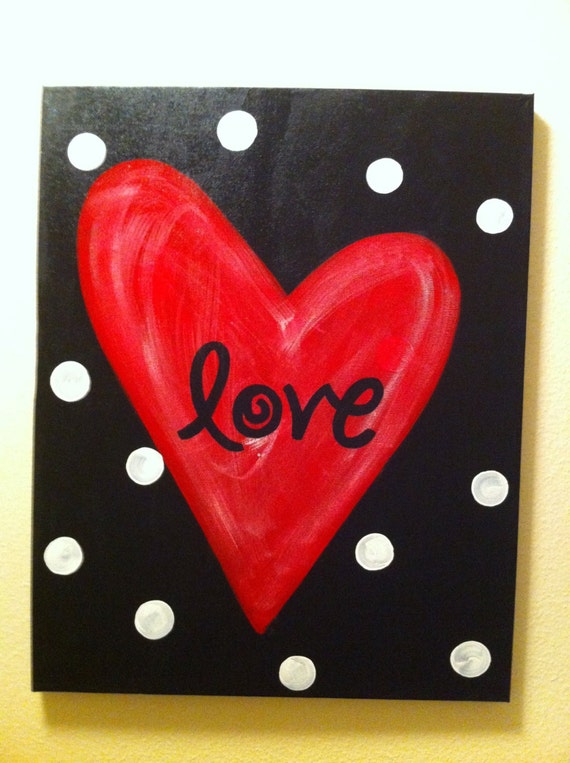 Items similar to Red Heart "Love" Canvas on Etsy
