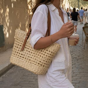 Grote Stro Tote Tas, Geweven Strand Schoudertas, Lichtgewicht Zomer Reistas voor Dames