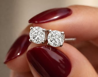 Lab Grown Diamond Stud Earrings, 14K Gold Round Brilliant, 0.25–1.5 CTW Everyday Jewelry