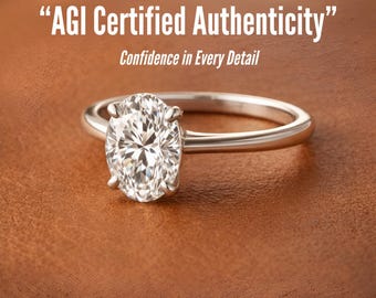 Oval Solitaire Engagement Ring, Simple Engagement Ring, AGI Certified Lab Grown Diamond, 14K White Gold 2 CT Oval Shaped Ring