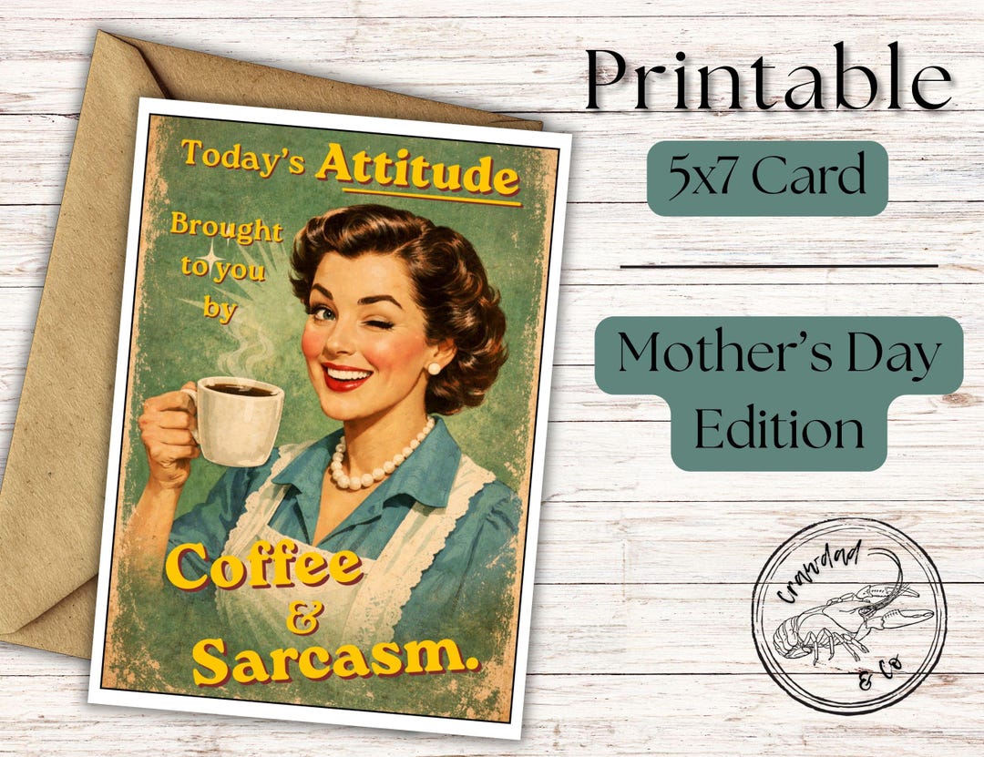 Funny Mom Card, Mother's Day Card With Sarcastic Humor and Vintage ...