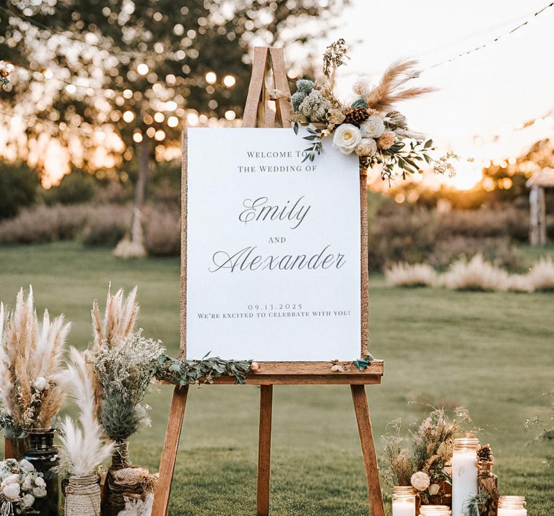 Elegant Wedding Welcome Sign Template, Minimalist Canva (digital ...