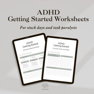Feuille de travail pour le lancement des tâches liées au TDAH | Aide sur le dysfonctionnement exécutif imprimable | Commencez les tâches sans être submergé