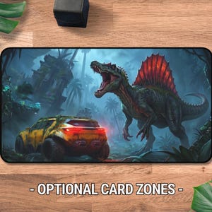 Spinosaurus MTG Playmat, Prehistoric Jungle TCG Playmat, Dinosaur Survival Mousepad