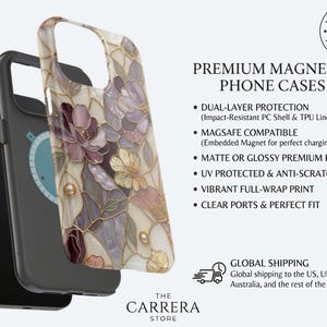 Telefoonhoesje met glas-in-lood bloemmotief, romantisch hoesje met bloemenmotief van glas-in-lood voor Samsung S26 Ultra S25 S24 S23 iPhone 17 Pro Max 16 15 Pixel afbeelding 9