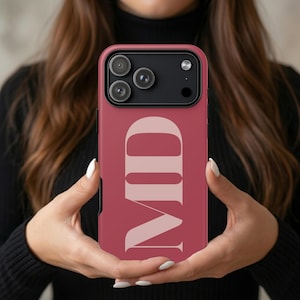 Custom Monogram Phone Case, Personalized Initial Cover, Large Bold Letters, Custom Background Color, Minimalist Name Case, Gift for Her