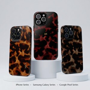 Tortoise Shell Phone Case, Custom Initials Iphone 17 Pro Max Case, Personalized Initials for iPhone 16 15 14 13 12 MagSafe Galaxy S25 Pixel