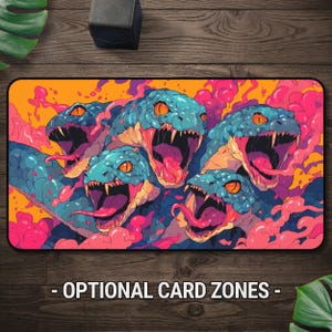 Neon Hydra TCG Playmat, MTG Playmat Snake, Psychedelic Gaming Mousepad, Comic Style Card Game Mat