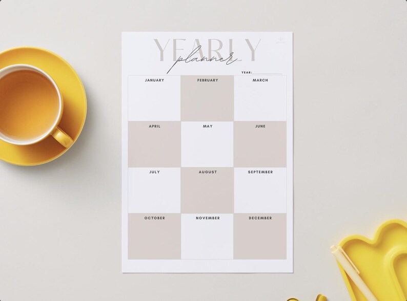 Minimalist Yearly Planner Template | 12-month Overview (digital ...
