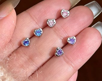 Kolczyki z cyrkonii w kształcie serca - Kolczyki na klipsy dla dzieci - kolczyki bezbolesne - Kolczyki bez przekłuwania - Prezent dla dziewczynki