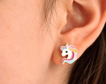 Unicorn earrings - Clip-on earrings for children - pain-free earrings  - Earrings without piercing - Gift for Girls
