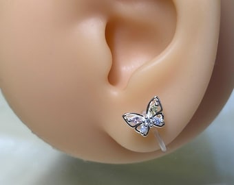 Pendientes de mariposa - Joyas delicadas para niñas - Pendientes de clip para niñas - Pendientes sin dolor - Pendientes sin perforación