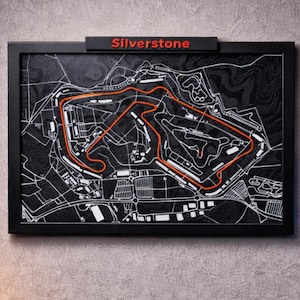 Silverstone Circle Map 3D-Karte | Formel 1 Rennsport-Fanwandkunst
