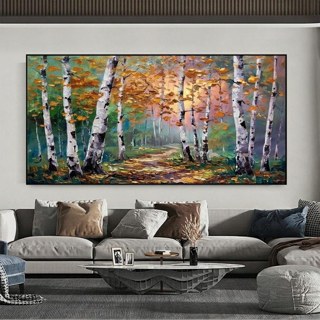 Hand-painted Birch Tree Oil Painting, Aspen Forest Landscape Art - Etsy