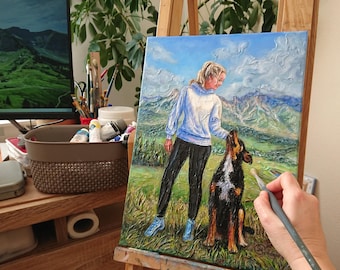 Retrato de perro al óleo personalizado a partir de una foto, Retrato personalizado de mascota, Pintura al óleo original, Regalo conmemorativo, Regalo artístico personalizado por encargo