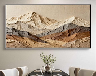 Hand Painted Textured Mountain Landscape Painting • Earth Tone Abstract Wall Art