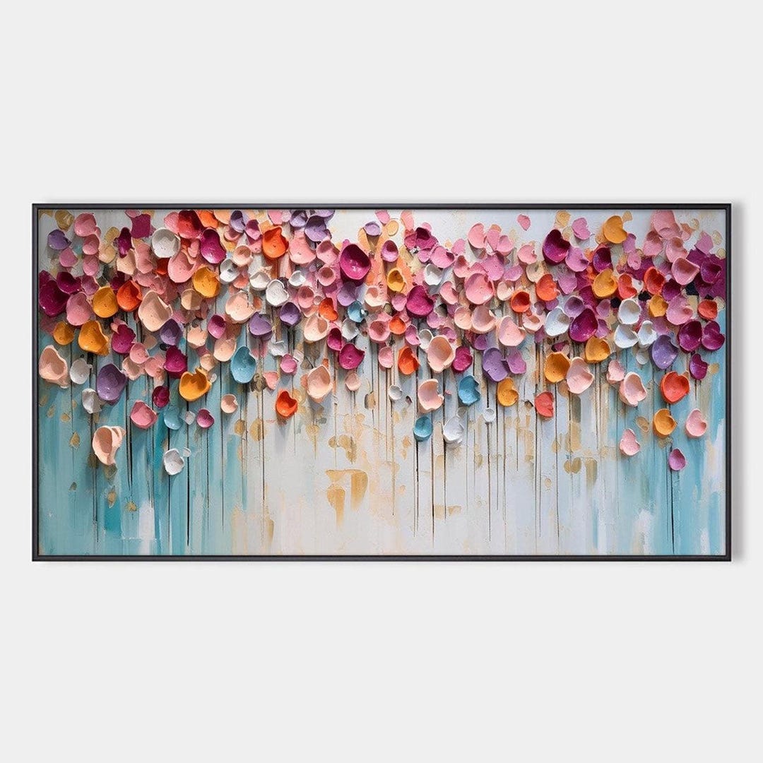 3D Textured Floral Oil Painting: Impasto Palette Knife Flower Wall Art ...