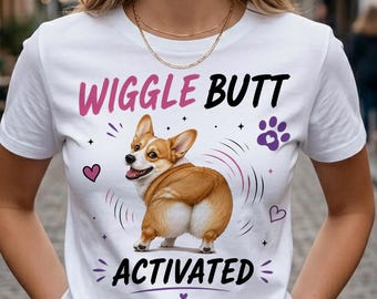 Wiggle Butt Corgi PNG | Cutecore Dog Shirt | Funny Corgi Merchandise | Action Motion Dog PNG | Corgi Mom Gift | Digital Download