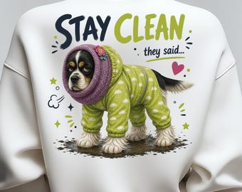 Dog Raincoat Spaniel PNG Print, Gift for Dog Mom and Groomer, Funny American Cocker Spaniel Muddy Walk Sublimation Design