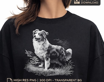 Australian Shepherd Shirt PNG, Aussie Dog DTF Design, Gift for Dog Mom, 300 DPI Instant Digital Download