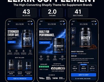 Elixir Supplement Shopify Theme v1.6.2 | Health Supplement Store Template | Conversion Optimized | Unlimited Stores